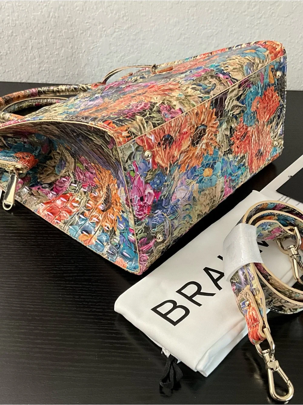 Brahmin Lg. Caroline LASSO MELBOURNE DI Floral Leather W/Eye NWT